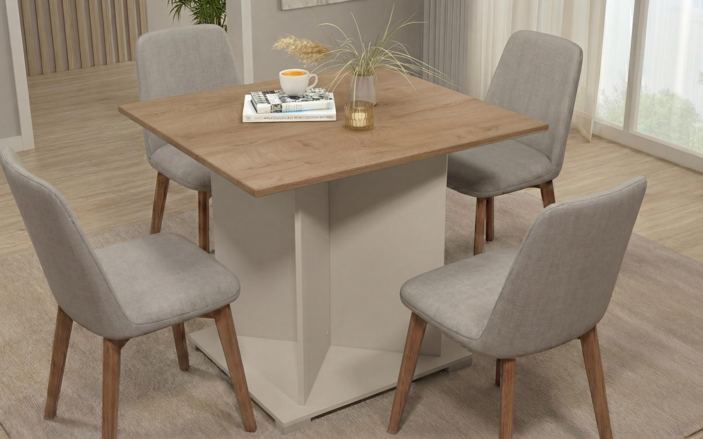 Dining table Aurea XL + MDF, sand matt + Classic oak  1